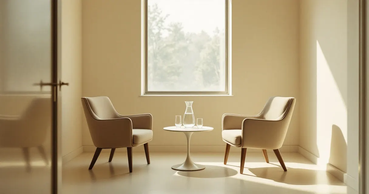 A small room set for a family therapy session