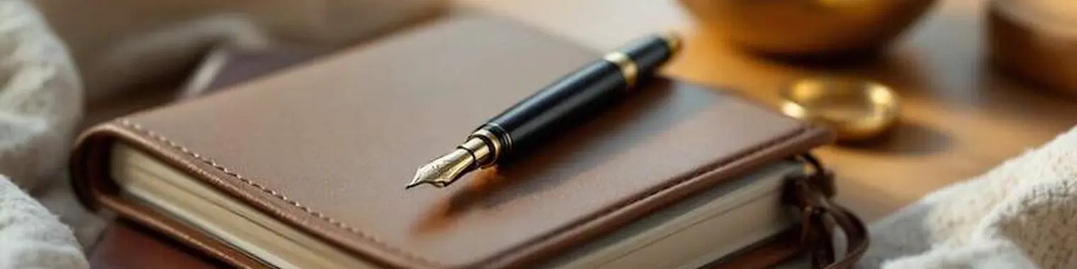A fountain pen resting on a desk