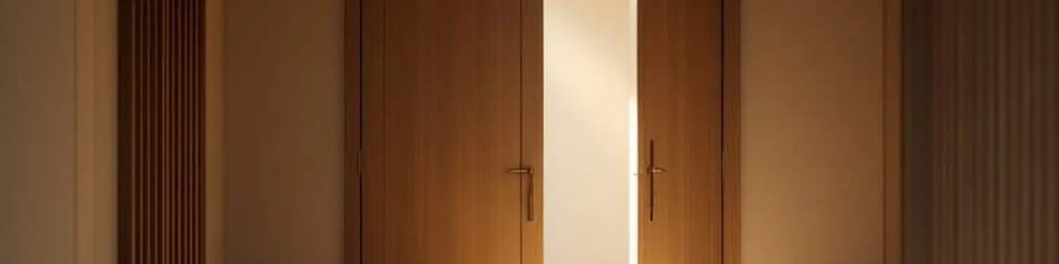 Closed wooden door of a private residence