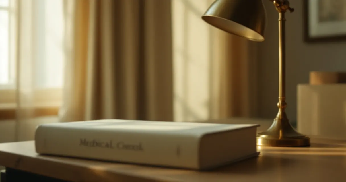 Closed reference book beside a brass lamp, confidentiality rules