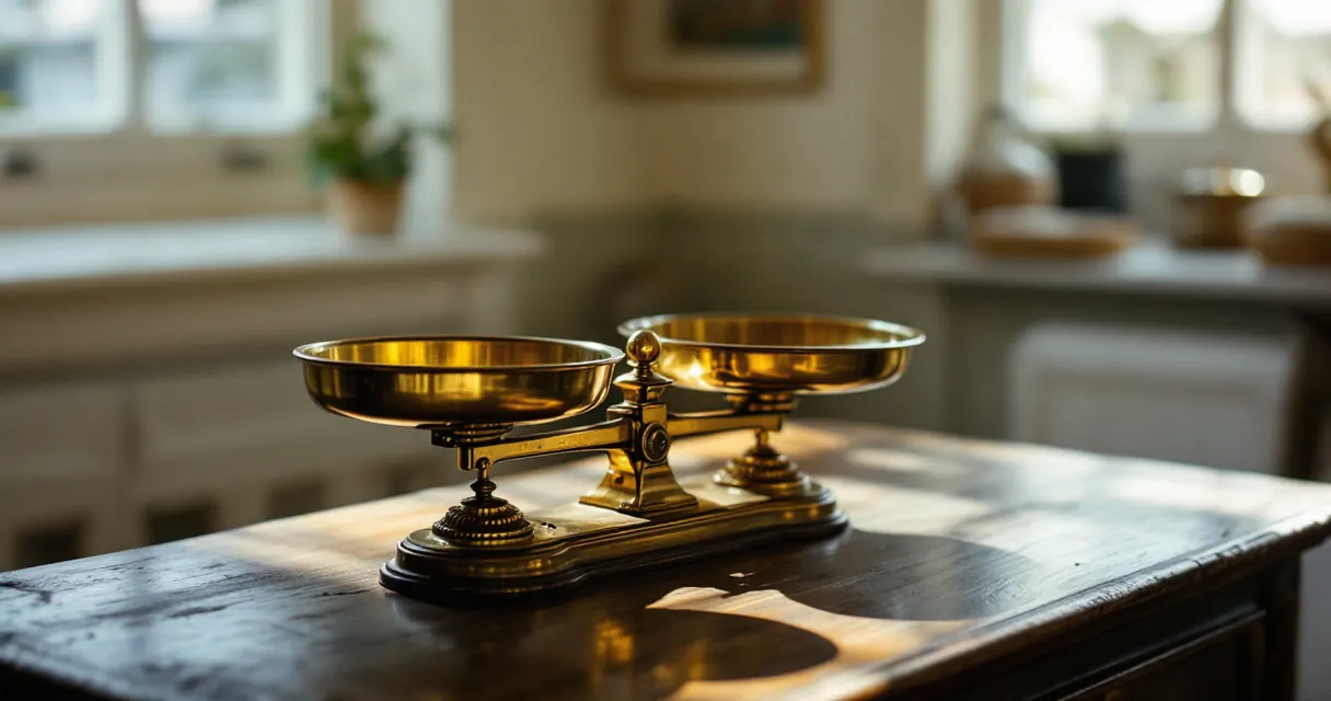 Brass balance scale, cost and coverage by level